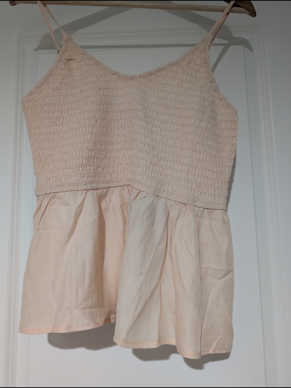 BiBi Blush Pink Smocked Peplum Tank Top
